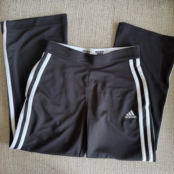 Adidas Black and White Athletic sweatpants with Iconic Stripes - Picture 1 of 4